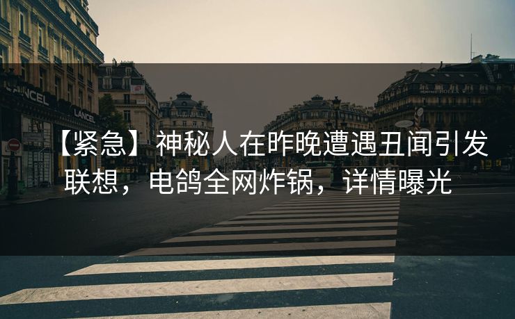 【紧急】神秘人在昨晚遭遇丑闻引发联想,电鸽全网炸锅,详情曝光 【紧急】神秘人在昨晚遭遇丑闻引发联想,电鸽全网炸锅,详情曝光