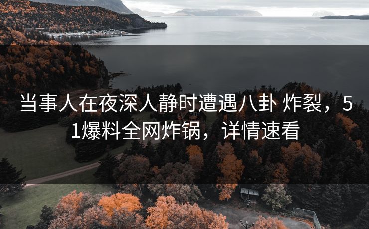 当事人在夜深人静时遭遇八卦 炸裂，51爆料全网炸锅，详情速看